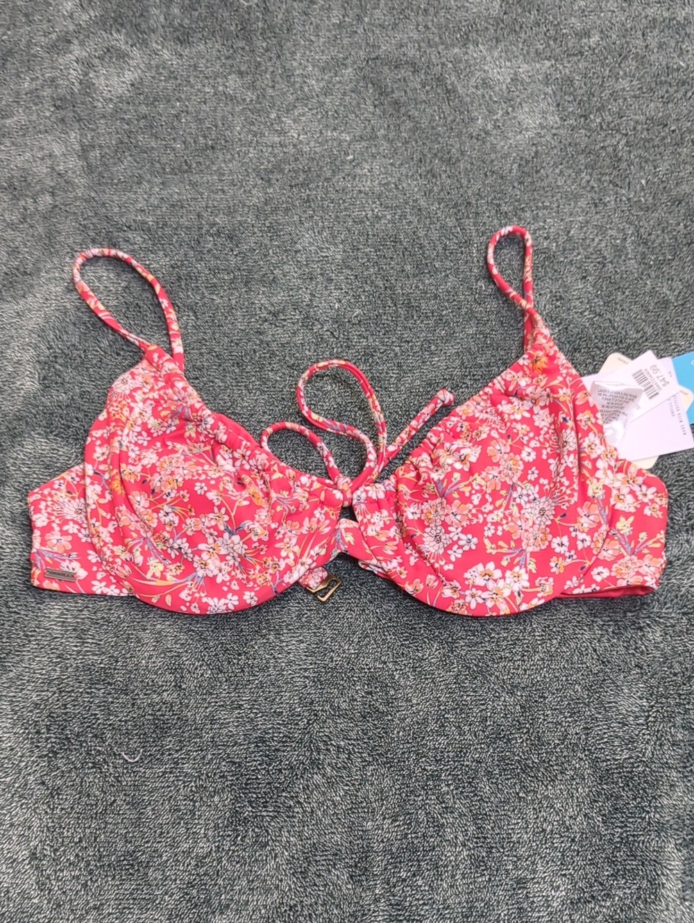 O'Neill Floral Underwire Bikini Top - Red & White